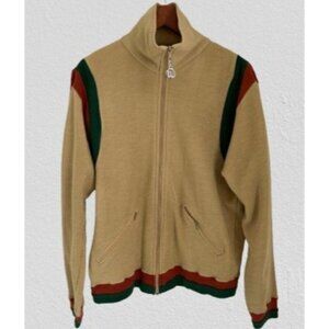 Wilson ROC Full Zip Tennis Sweatshirt Jacket Sweater Beige Color-block - Large